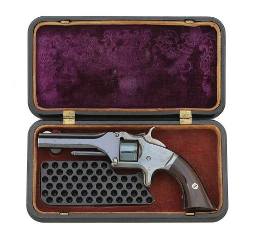 Very Fine Smith & Wesson No. 1 Second Issue Revolver with Lovely Gutta-Percha Case Presented to New York Mathematician Daniel W. Fish