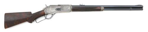 Very Rare Winchester Special Order Model 1876 Deluxe Express Short Rifle With British Sights