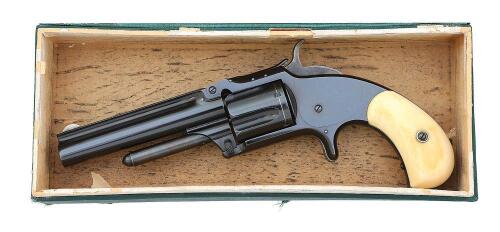 Very Fine Smith & Wesson No. 1 1/2 Second Issue Revolver with Rare Transitional Paper-Covered Wooden Box