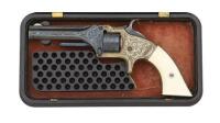 Very Fine Smith & Wesson No. 1 Second Issue Revolver with Gutta-Percha Case, Gold-Washed & Factory-Engraved by Richard Bates Inshaw
