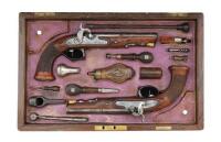 Cased Pair of French Officer’s Pistols by Armand, Percussion-Converted by Fournier