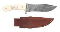 Ivory Handled Mini Muscogee Damascus Camp Knife