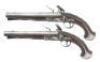 Pair of British Silver-Mounted Flintlock Coat Pistols by Barbar - 2