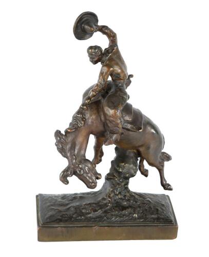 &ldquo;Bronco Buster&rdquo; Bronze Sculpture After Herzel