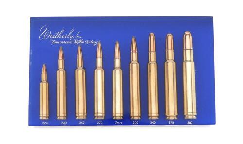 Weatherby Nine Cartridge Lucite Display Lot