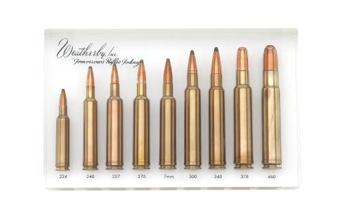 Weatherby Nine Cartridge Lucite Display Lot