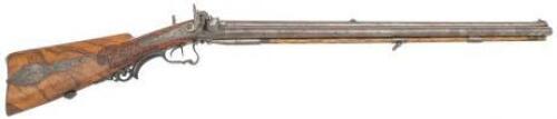 Extremely Unusual Ornate Three Barrel Combination Gun by Stiegele