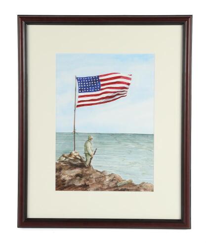 Lone Marine On Suribachi Print