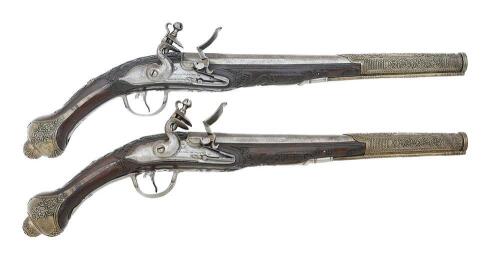 Attractive Pair of Balkan Flintlock Holster Pistols