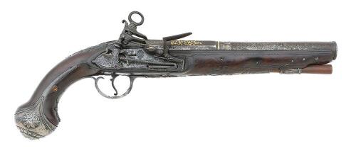 Spanish Silver-Mounted Miquelet Holster Pistol