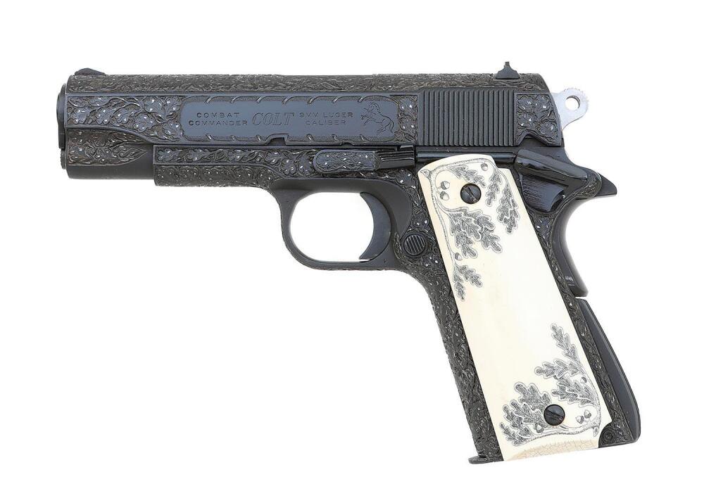 Custom Engraved Colt Combat Commander Semi-Auto Pistol