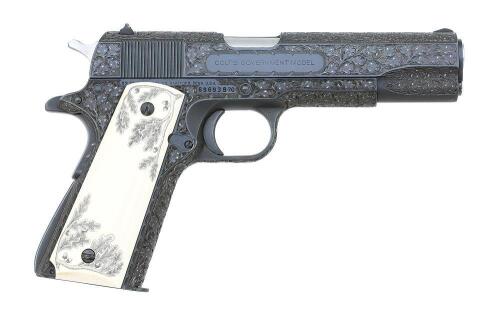 Custom Engraved Colt Government Model Semi-Auto Pistol