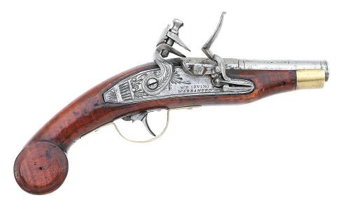 Interesting Kentucky Flintlock Coat Pistol Formerly of The William Locke Collection