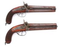 Lovely Pair of Belgian Over Under Holster Pistols by Falisse & Trapmann