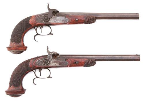 Unmarked Pair of European Percussion Target Pistols