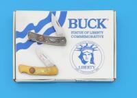 Pair of Buck Statue of Liberty Commemorative Limited Edition Lockback Knives