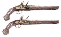 Fine Pair of Mediterranean Flintlock Holster Pistols