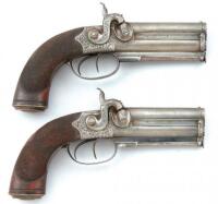 Lovely Unmarked Pair of British Over Under Percussion Coat Pistols