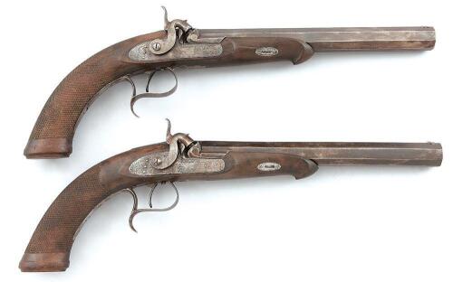 Pair of Philadelphia Percussion Dueling Pistols by Evans