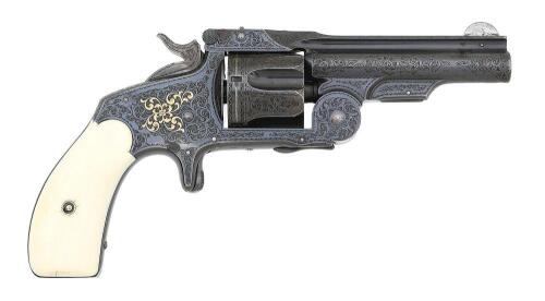 Extremely Fine Exhibition Quality Gustave Young Engraved and Gold Inlaid Smith & Wesson Baby Russian Revolver