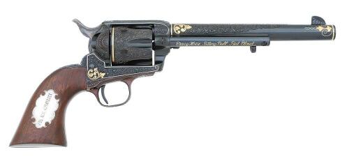 Very Handsome Franz Marktl Custom Engraved Little Big Horn Tribute Revolver Belonging to John Bianchi