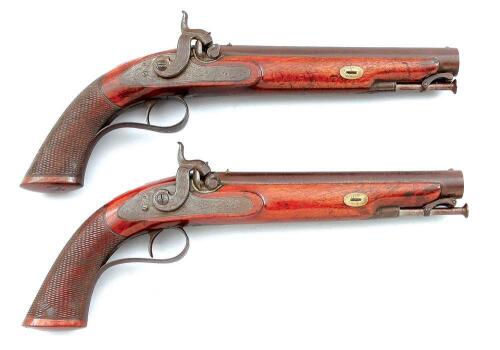 Cased Pair of British Percussion Holster Pistols by Field