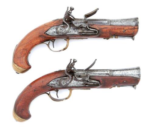 Interesting Pair of European Flintlock Blunderbuss-Style Pistols