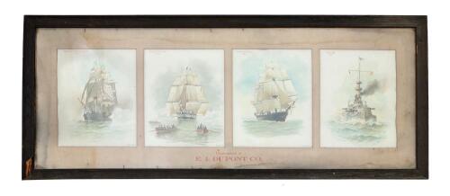 Framed Four Section Naval Scene with E.I. DUPONT Markings