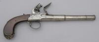 British Screw Barrel Center Hammer Flintlock Pistol by Elston