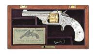 Wonderful New York Cased and Engraved Smith & Wesson 32 Single Action Revolver "Eagle Lake 1892"