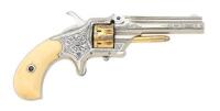 Interesting & Fine Engraved & Gold-Washed Deringer Pocket Model Exhibition Revolver Likely Made for the Philadelphia Centennial