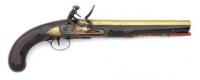 British Brass Barrel Flintlock Holster Pistol by Rea