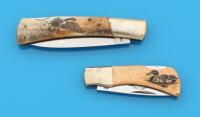 Pair Of Sam McDowell Scrimshawed Pocketknives