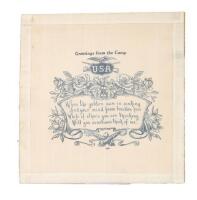 WW I “Greetings from the Camp” Silk Handkerchief