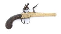 British Brass Barrel Flintlock Muff Pistol by Bunney