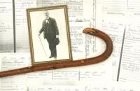 Civil War Veteran's Eagle Cane With Photo And Documents