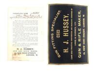 HJ Hussey Makers Case Label And Instruction Card