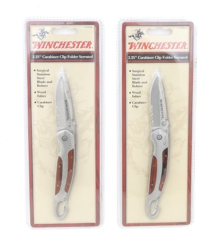 Pair Of Winchester 2.25&rdquo; Carabiner Clip Folding Knives