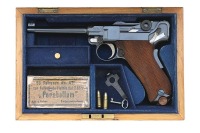 Very Fine DWM Model 1906 Commercial Luger Pistol Cased & Retailed By Charles Lancaster Identified To Sir Trevor Dawson, Managing Director Of Vickers