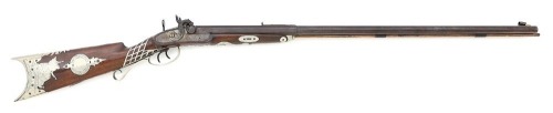 Ohio Percussion Buck And Ball Combination Gun With Extensive German Silver Inlay By J.W. McIlroy