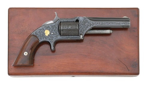 Magnificent Smith & Wesson Gustave Young Engraved And Gold Inlaid No. 1 1/2 First Issue Revolver