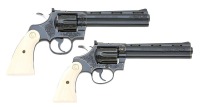 Important Robert Burt And Howard Dove Master Engraved And Gold Inlaid Colt Python And Diamondback Set - 2