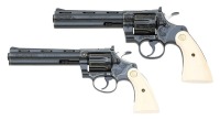 Important Robert Burt And Howard Dove Master Engraved And Gold Inlaid Colt Python And Diamondback Set - 3