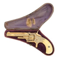 Very Fine Engraved And Gold-Washed Smith & Wesson No. 1 Third Issue Revolver With Pipe Case