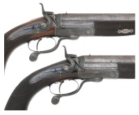 Wonderful & Unique Cased Pair Of 12 Bore Single Barrel Underlever Howdah Pistols By E. Jackson - 3