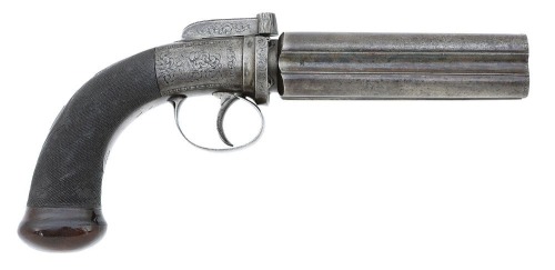 Fine Military-Sized Rifled Percussion Pepperbox Pistol By Weatherhead & Walters