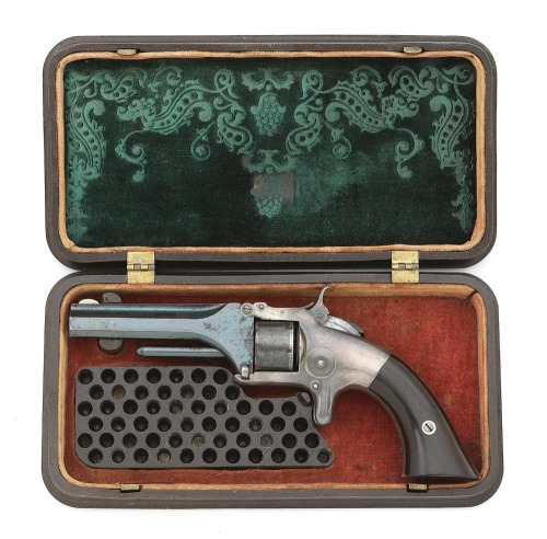 Fine Smith & Wesson No. 1 First Issue Revolver With Stands Of Flags Gutta Percha Case