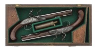 Handsome Cased Pair Of British Flintlock Dueling Pistols By Griffin & Tow