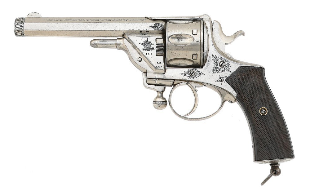 Swing Revolver Interesting Adams-Retailed Double Action Swing-Out Cylinder Revolver ...