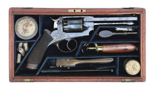 Rare Cased And Engraved Deane-Harding Patent Double Action Percussion Revolver Identified To Major General J.W.A. Kennedy, Royal Marines